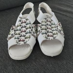 Cute Coral Bay Bicycle Theme Sandals, Size 7